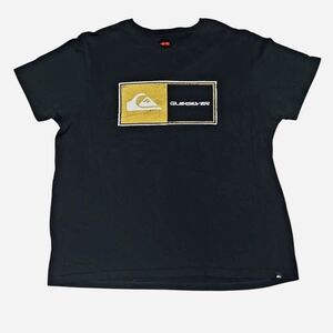 Quiksilver Black Tee with Gold Logo Patch